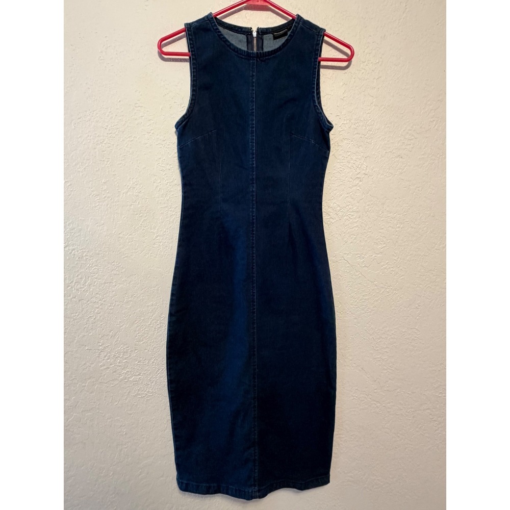 Truworths Dark Wash Denim Sleeveless Sheath Dress Back Zip Size 30